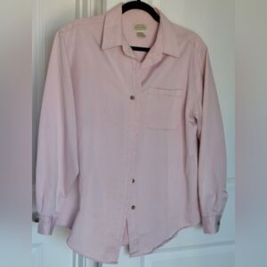 St. John's Bay Women's Cotton Blend Button Down Long Sleeve Blush Pink Size M